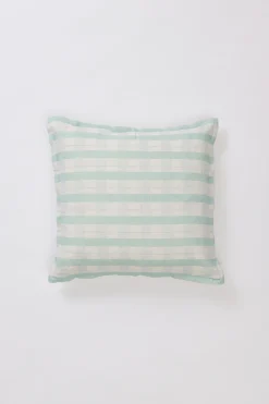 Embroidered Plaid Cushion Cover