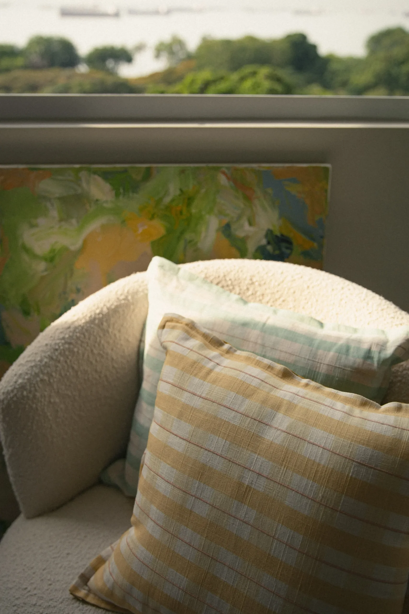 Embroidered Plaid Cushion Cover