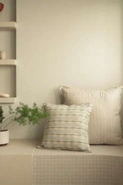 Embroidered Plaid Cushion Cover