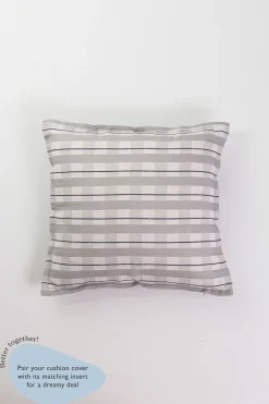 Embroidered Plaid Cushion Cover