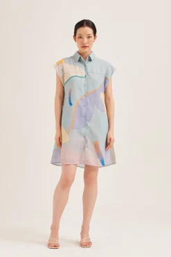 Fairground Gathered Shirt Dress