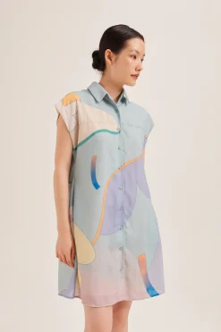 Fairground Gathered Shirt Dress