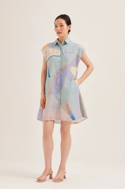 Fairground Gathered Shirt Dress