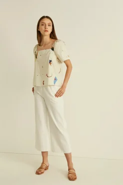 Fragments Cotton Square-Neck Top