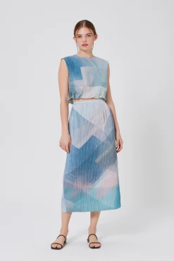Frame Pleated Column Midi Skirt