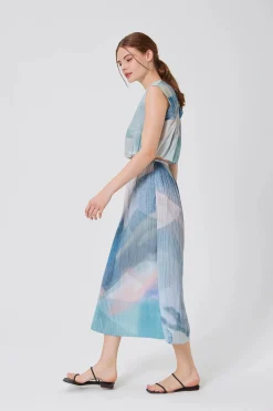 Frame Pleated Column Midi Skirt