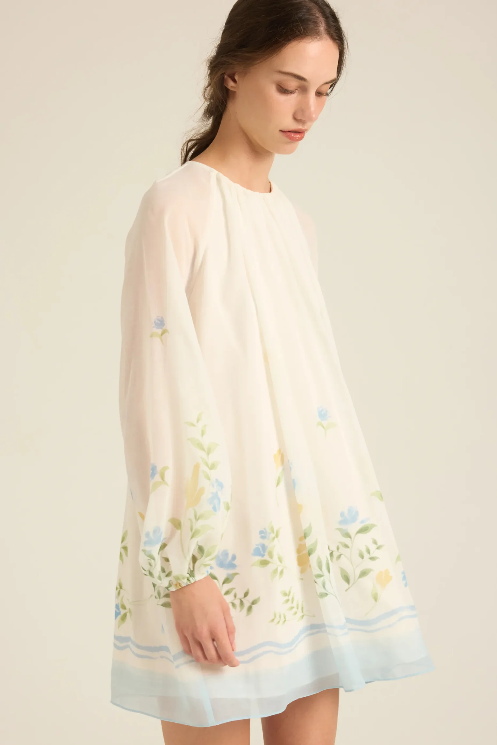 Garden Puff-Sleeve Shift Dress