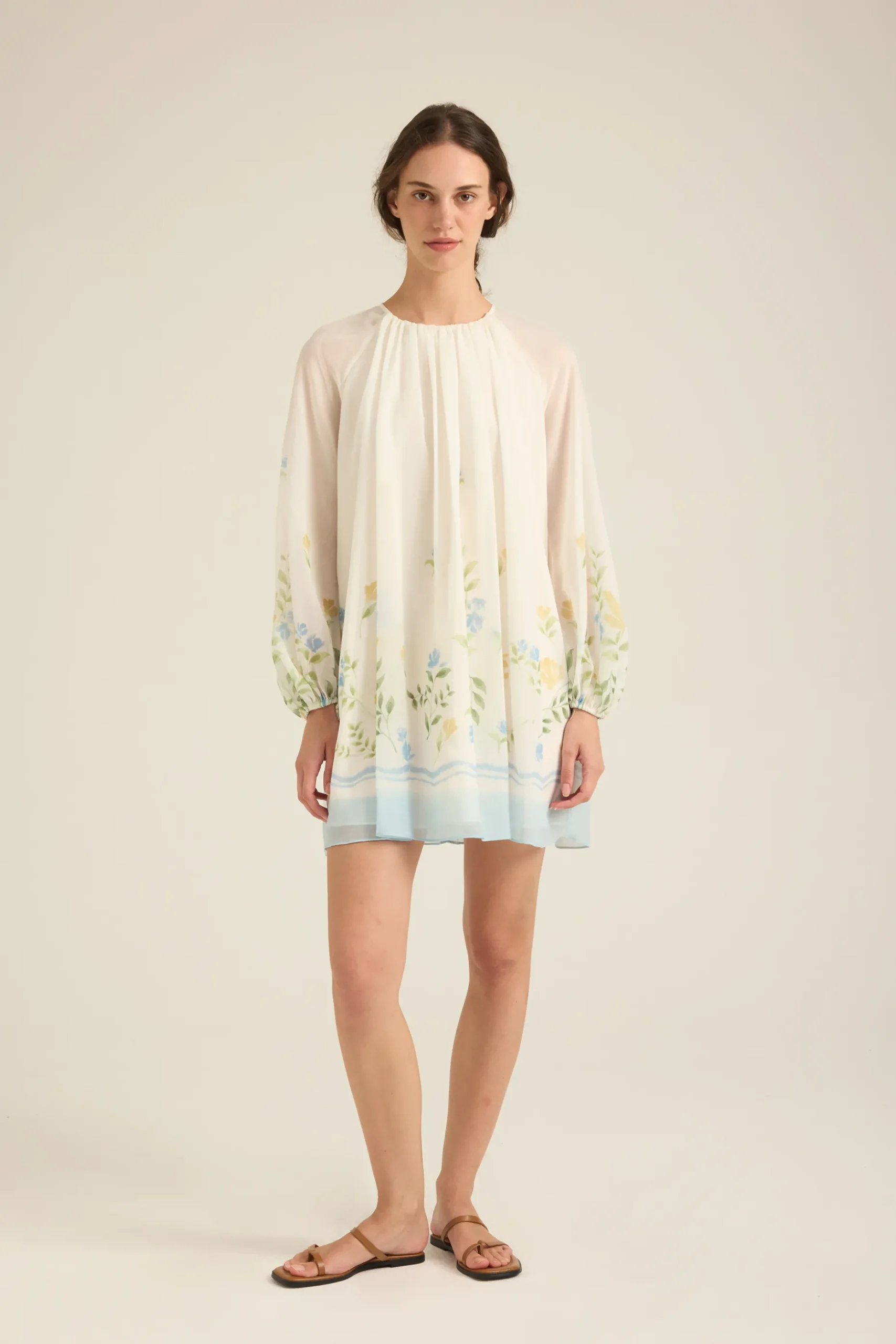 Garden Puff-Sleeve Shift Dress