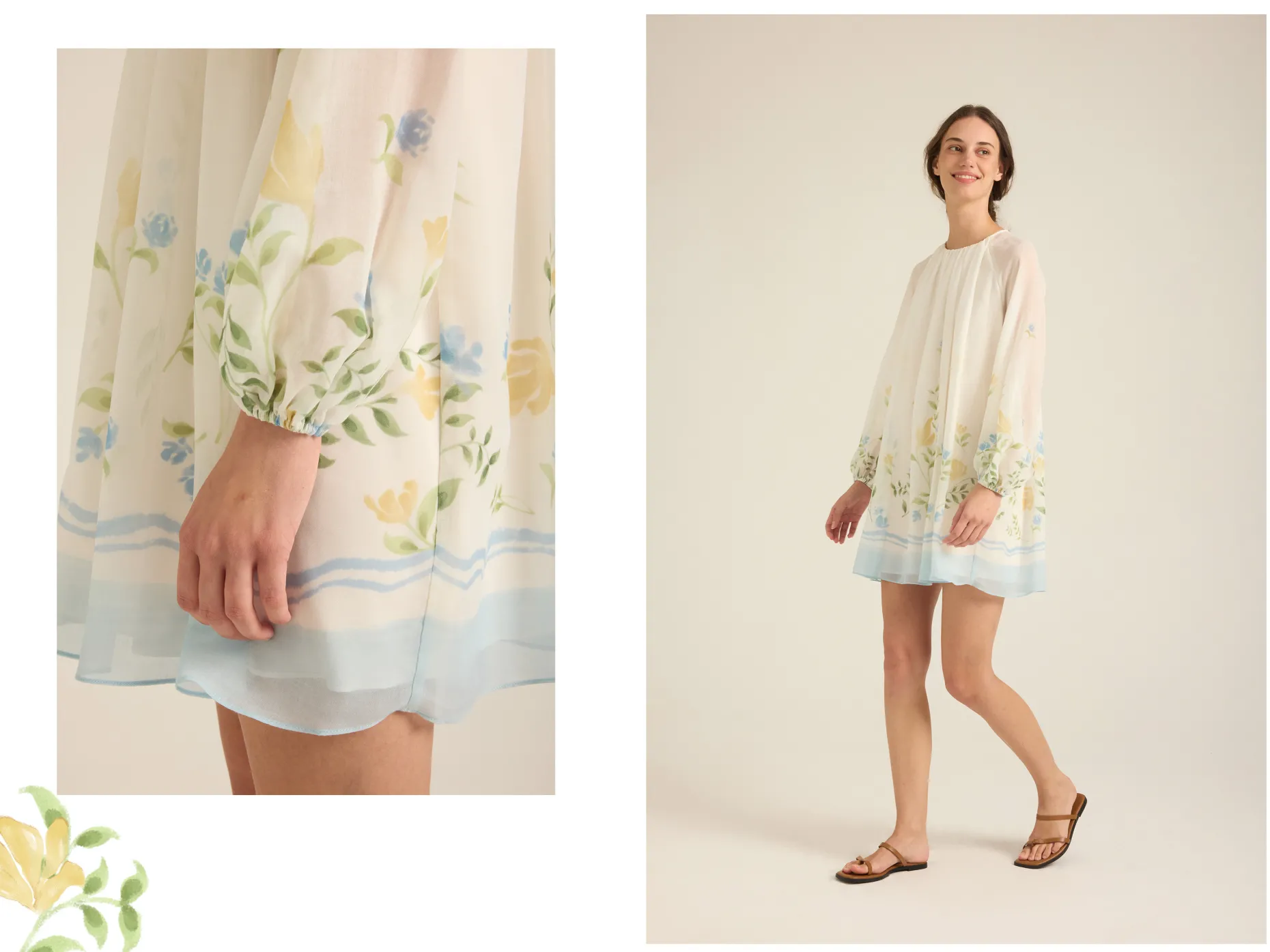 Garden Puff-Sleeve Shift Dress