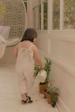 Gathered Linen Jumpsuit