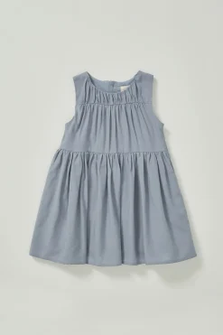 Gathered Seam Round-Neck Dress
