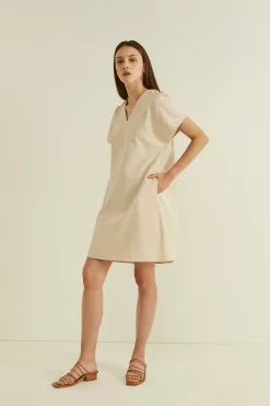 Gathered Shoulder Shift Dress