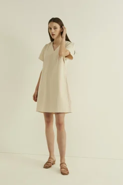 Gathered Shoulder Shift Dress