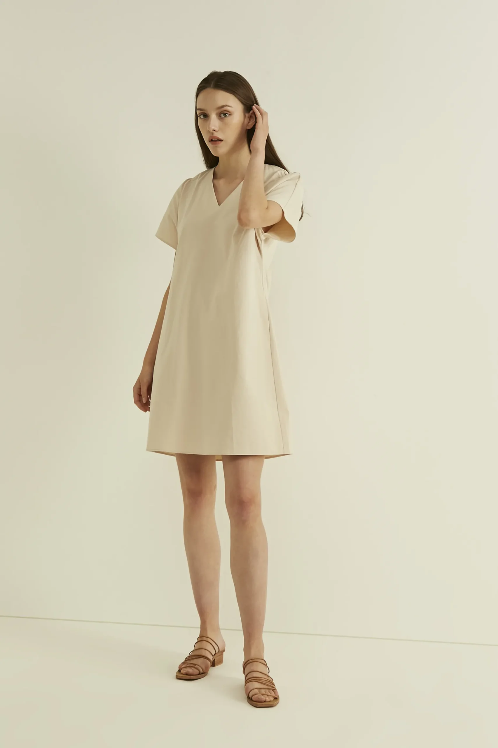 Gathered Shoulder Shift Dress