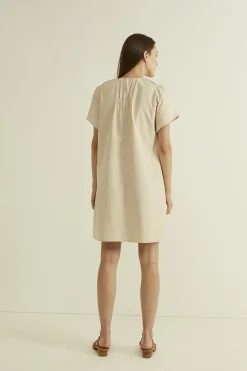 Gathered Shoulder Shift Dress