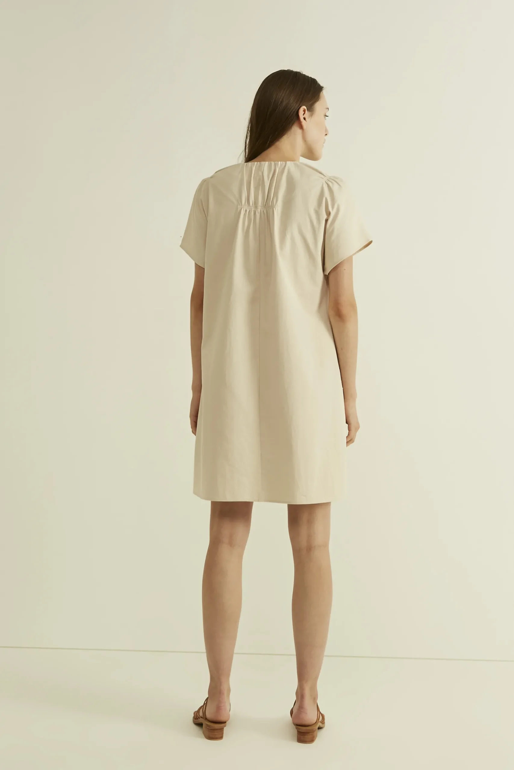 Gathered Shoulder Shift Dress