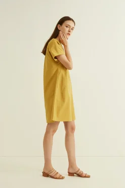 Gathered Shoulder Shift Dress