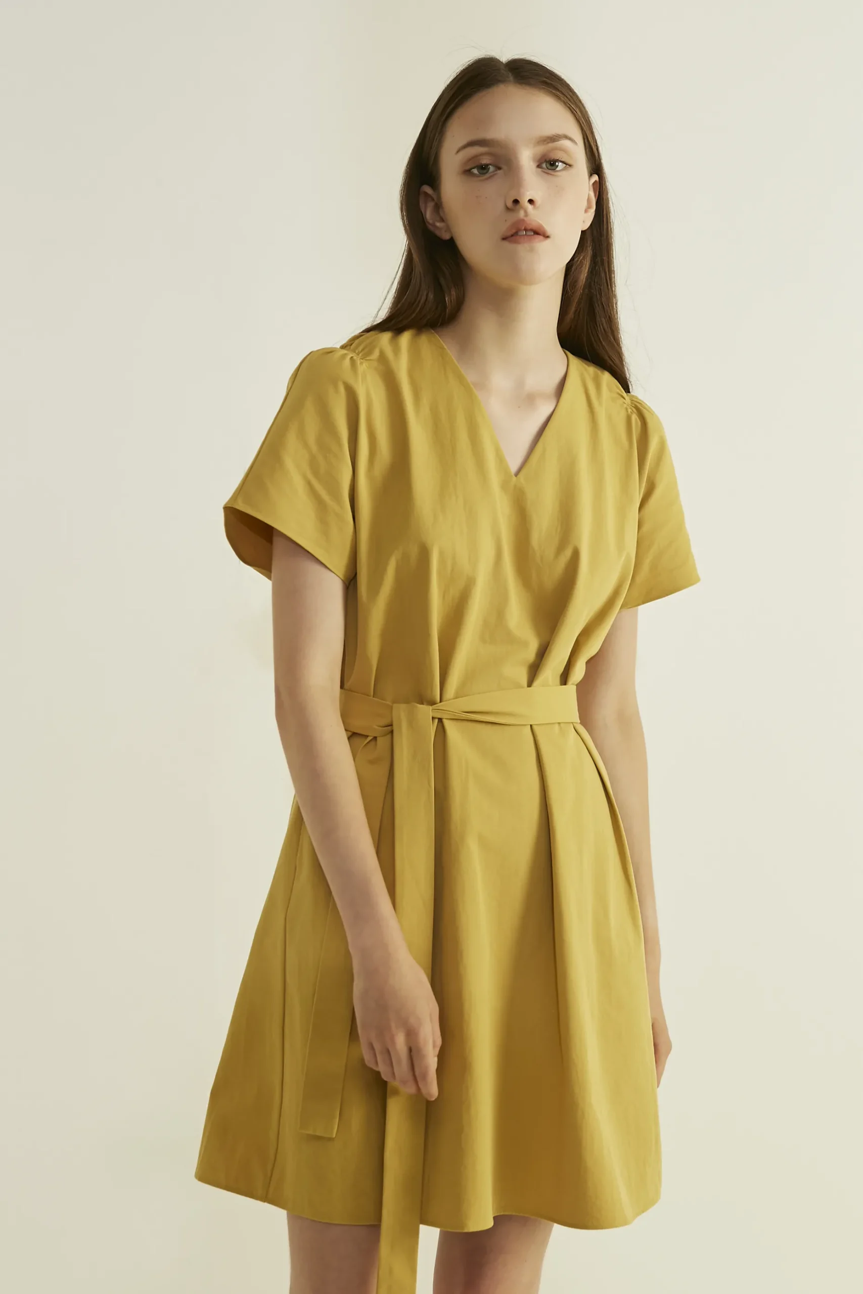 Gathered Shoulder Shift Dress