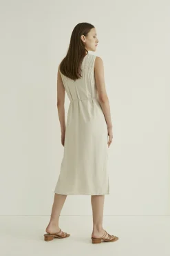 Gathered V-Neck Midi Dress
