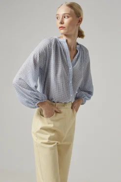 Gingham Billowy Blouse