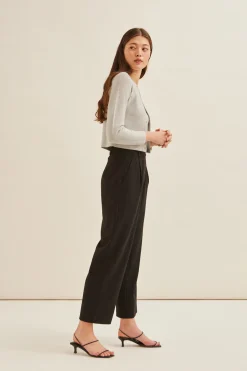 Herringbone Striped Full-Length Pants