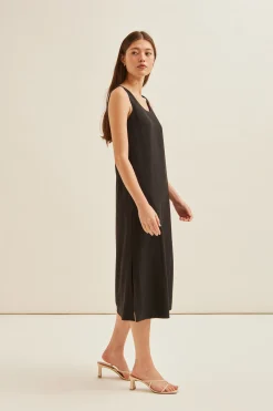 Herringbone Striped Midi Dress