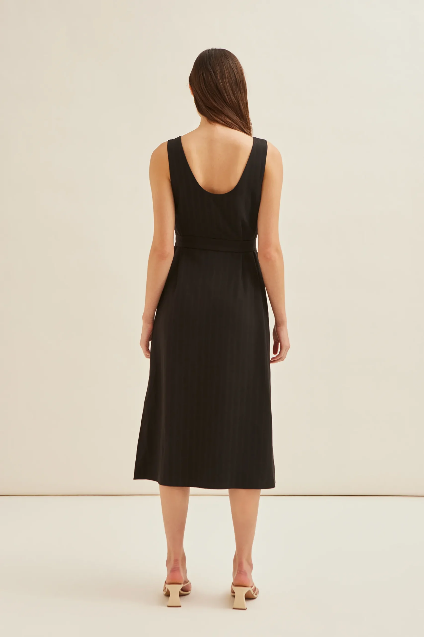 Herringbone Striped Midi Dress