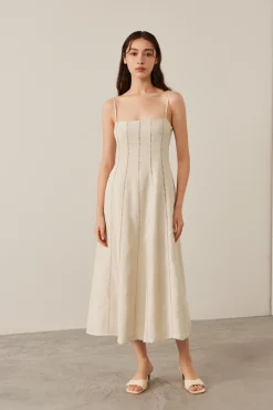 Lace-Trim Smocked-Back Dress