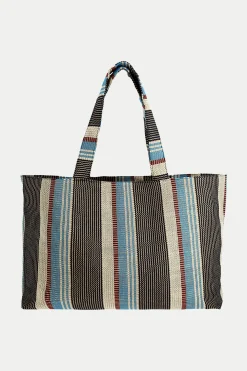 Large Striped Woven Beach Bag