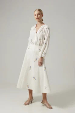 Liberty Cotton Embroidered Panelled Skirt