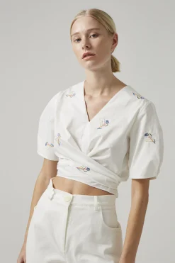 Liberty Embroidered Wrap Top
