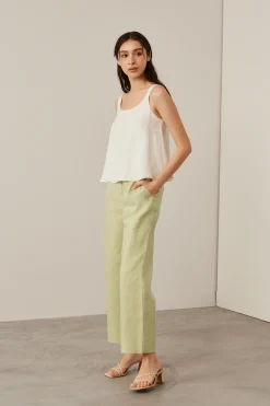 Linen Belted High-Waist Trousers