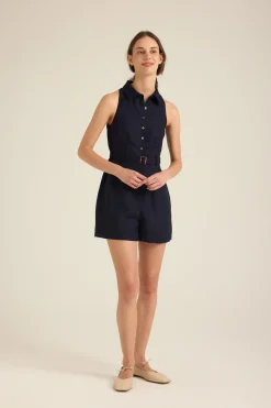 Linen Belted Romper