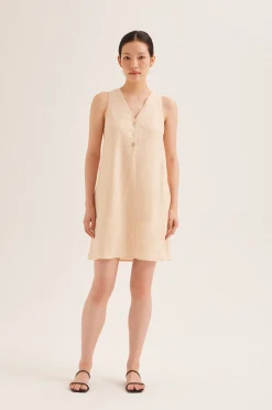 Linen Button-Down Shift Dress