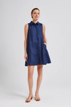 Linen Collared Shift Dress