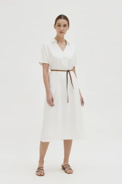 Linen Collared V-Neck Dress