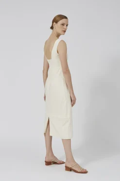 Linen Fitted Midi Dress