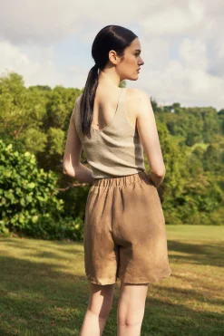 Linen High-Waisted Shorts