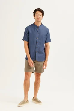 Linen Mandarin Collar Shirt