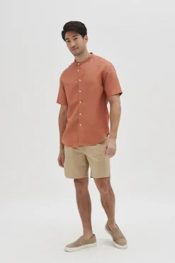 Linen Mandarin Collar Shirt