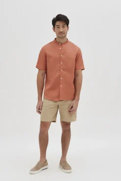 Linen Mandarin Collar Shirt