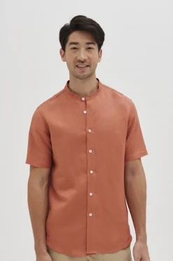 Linen Mandarin Collar Shirt