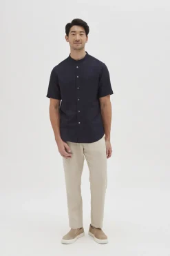 Linen Mandarin Collar Shirt