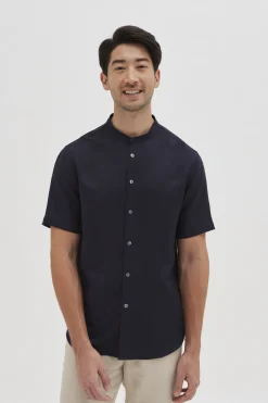 Linen Mandarin Collar Shirt