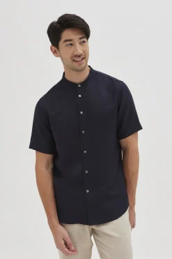 Linen Mandarin Collar Shirt