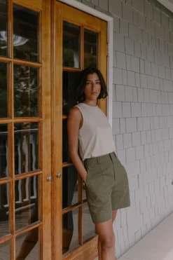 Linen Pinstripe Shorts