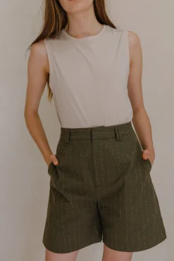 Linen Pinstripe Shorts
