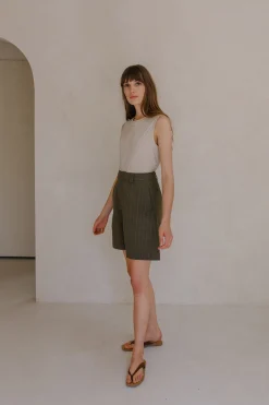 Linen Pinstripe Shorts