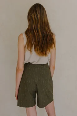 Linen Pinstripe Shorts