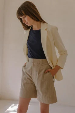 Linen Pinstripe Shorts